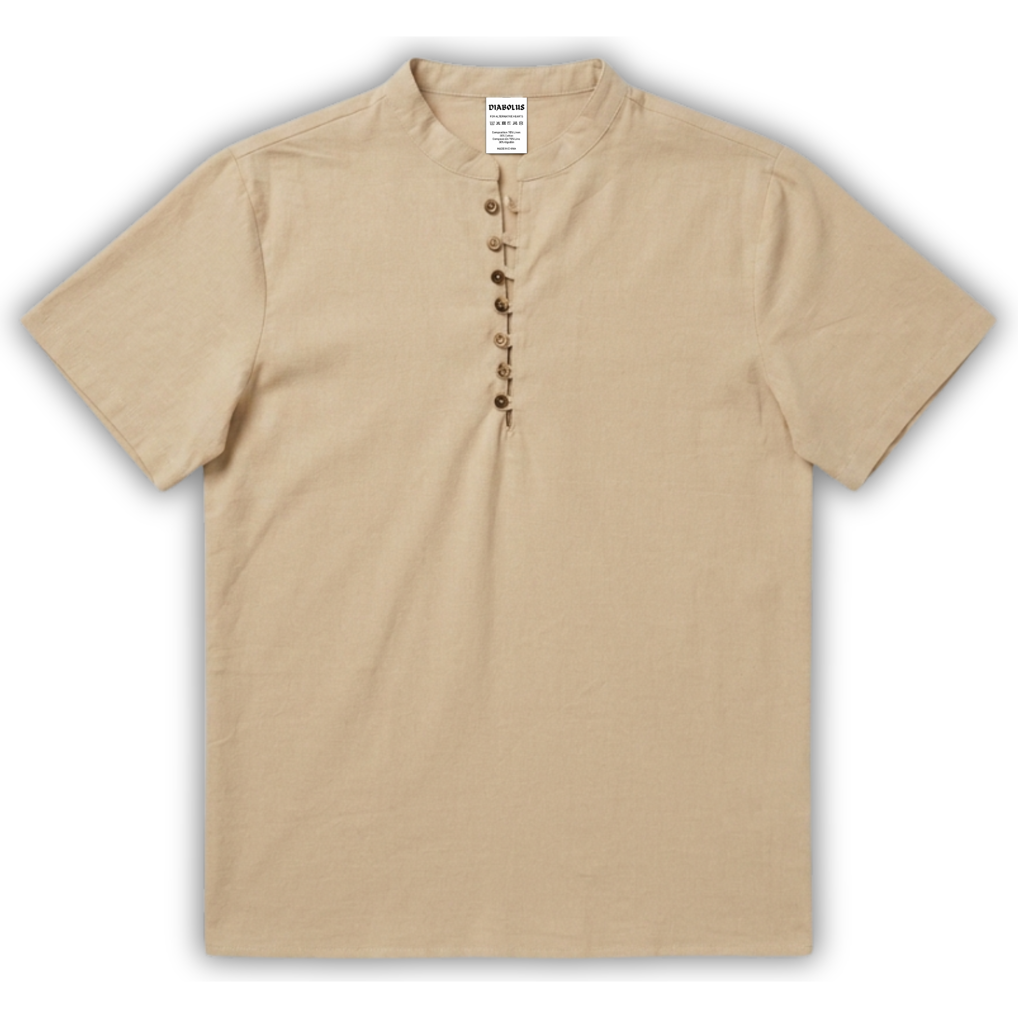 Linen Mandarin Collar Shirt