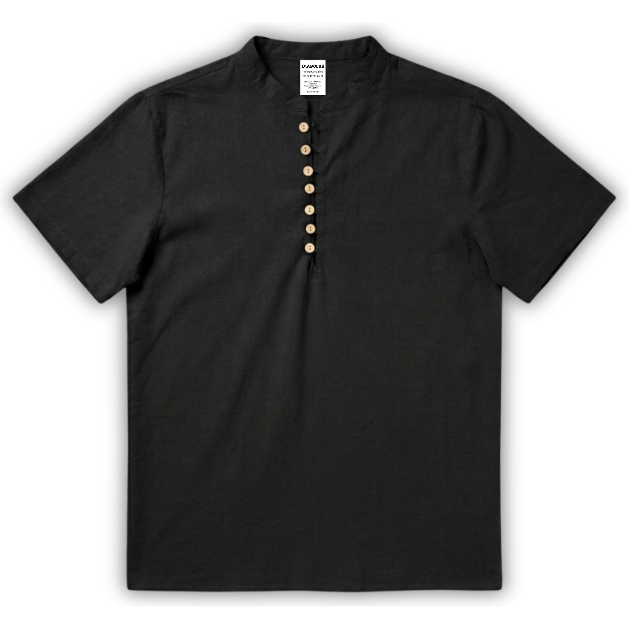 Linen Mandarin Collar Shirt